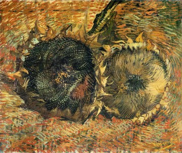  sunflowers Oil Painting - Still Life with Two Sunflowers 2 Vincent van Gogh